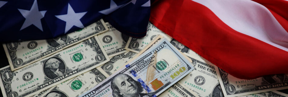 us currency - paper notes - dollars and flag-news content